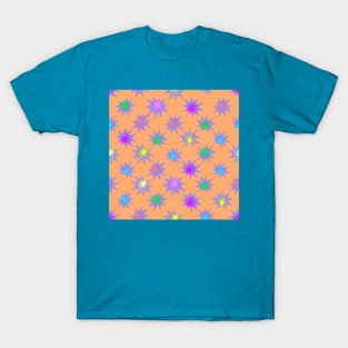 Glow Stars Diagonal Repeat on Pale Orange T-Shirt